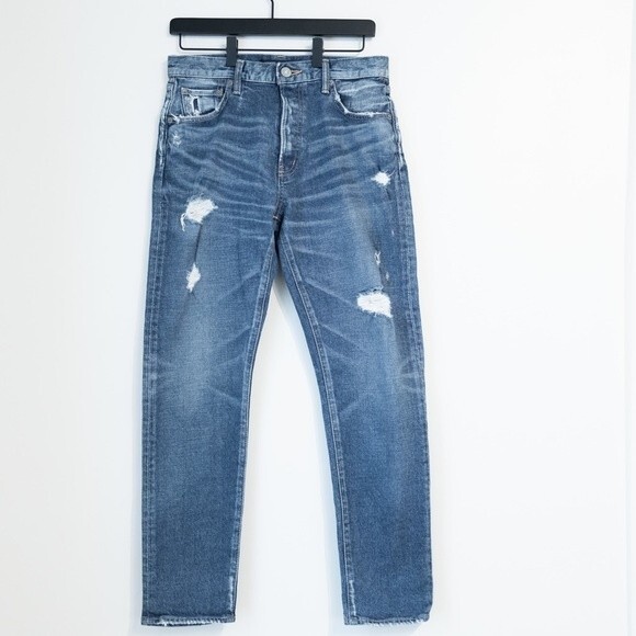 Moussy Barneys New York Distressed High Rise Straight Leg Jeans Blue Size 27 - Picture 3 of 8